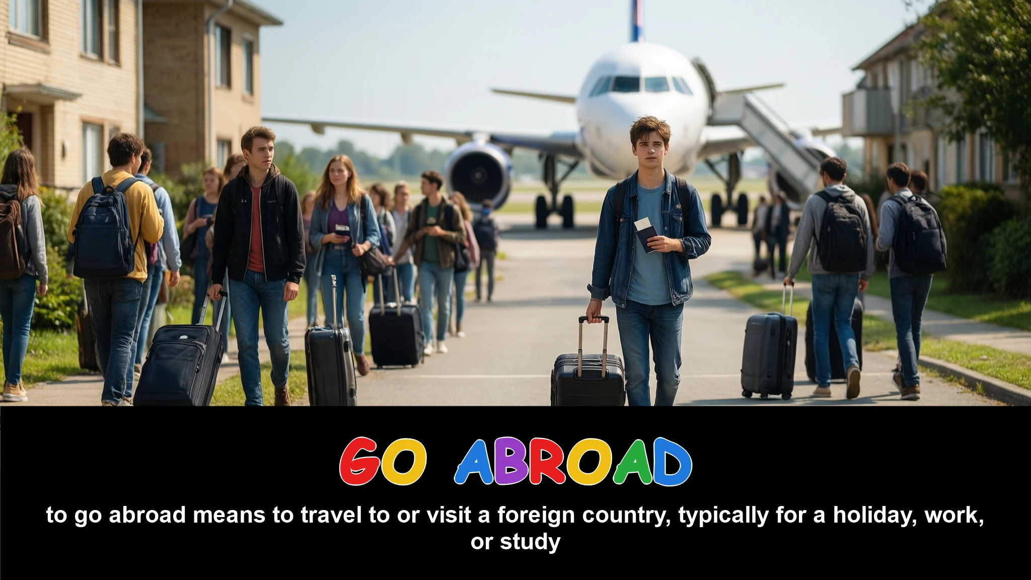 English Illustration for go abroad